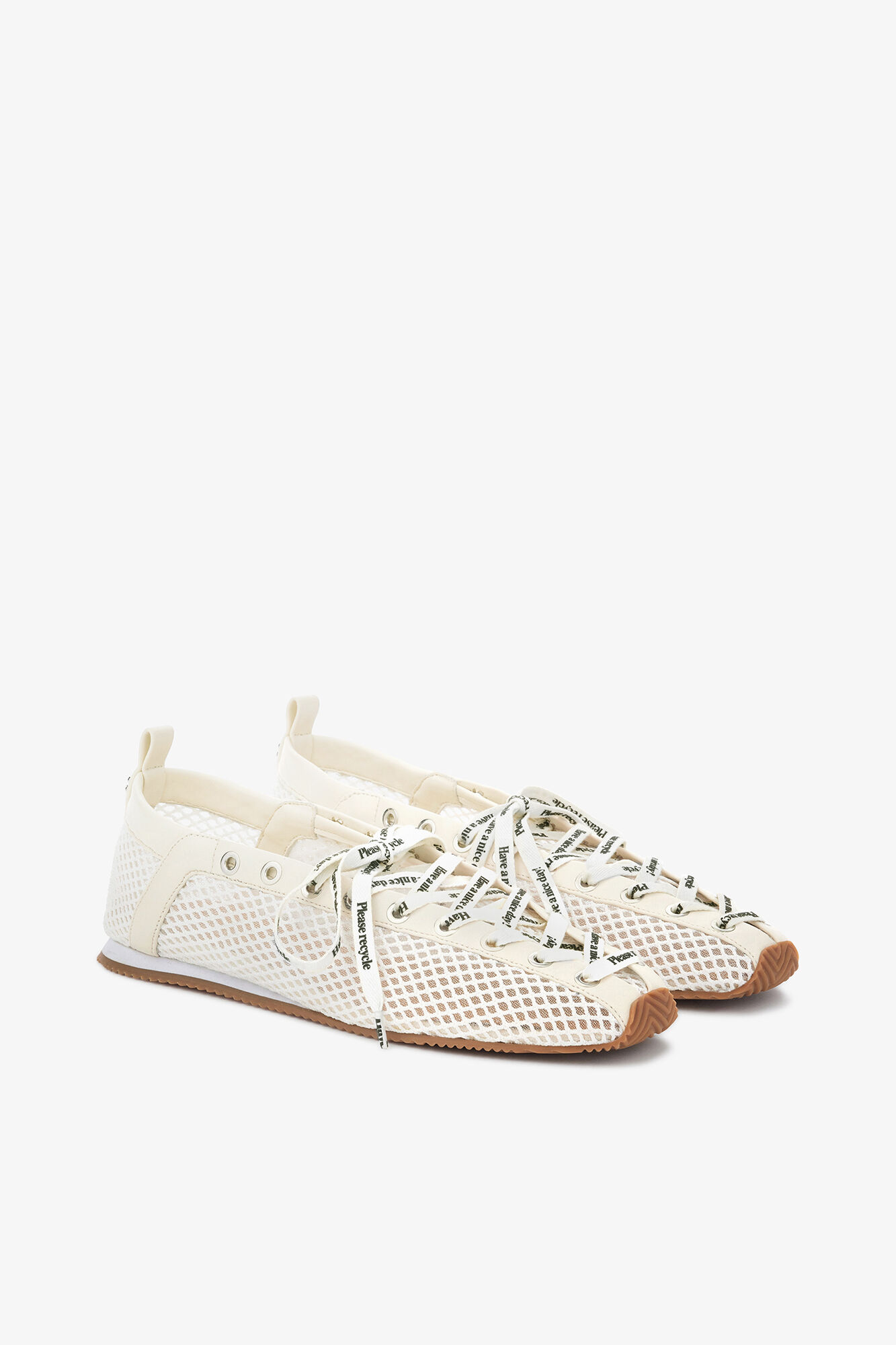 Sporty Ballerina（ホワイトメッシュ）, Recycled Polyester, in colour Egret - 4 - GANNI