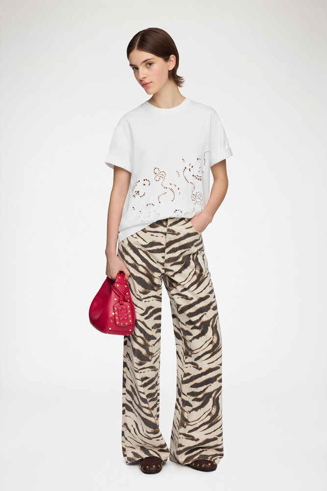 T-shirt in White Broderie Anglaise, Bright White
