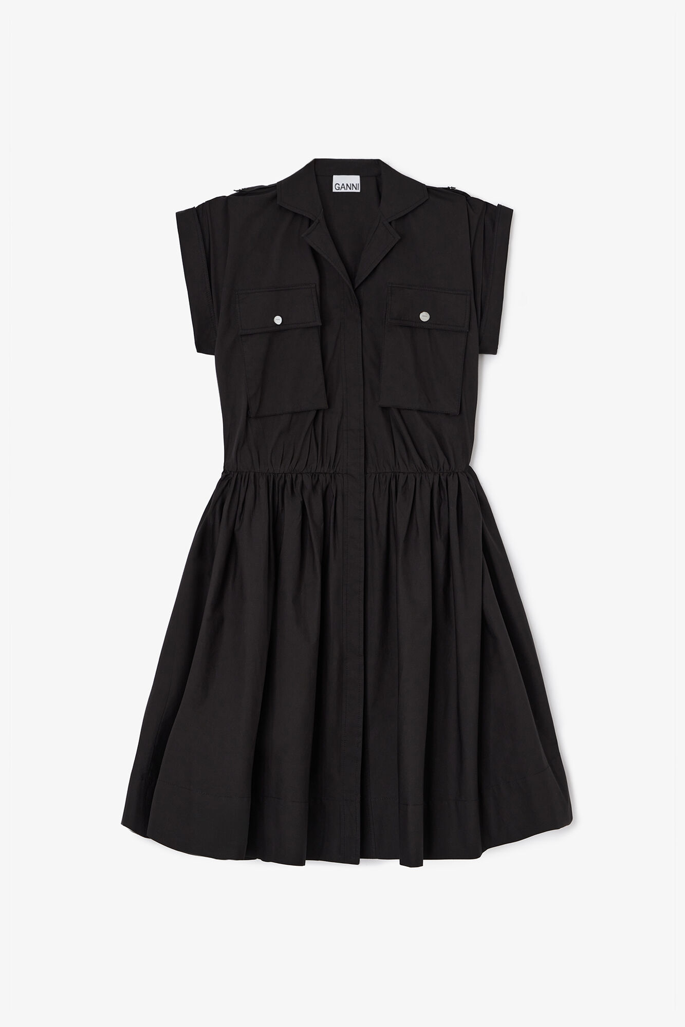 Dress in Black Cotton, Organic Cotton, in colour Black - 1 - GANNI