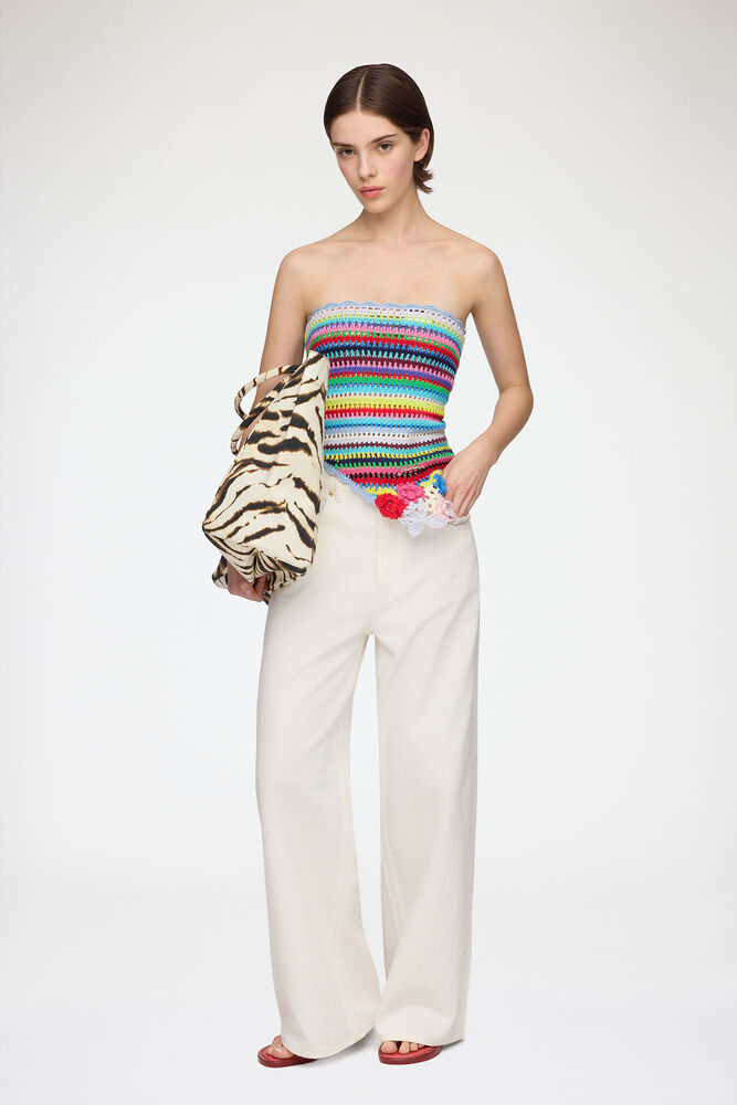 Scarf in Striped Crochet, Multicolour