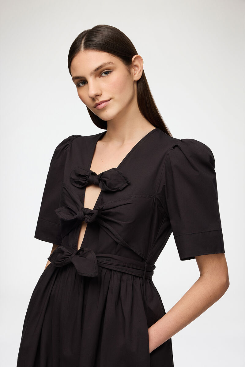 ストレッチコットンのブラックドレス, Elastane, in colour Black - 2 - GANNI