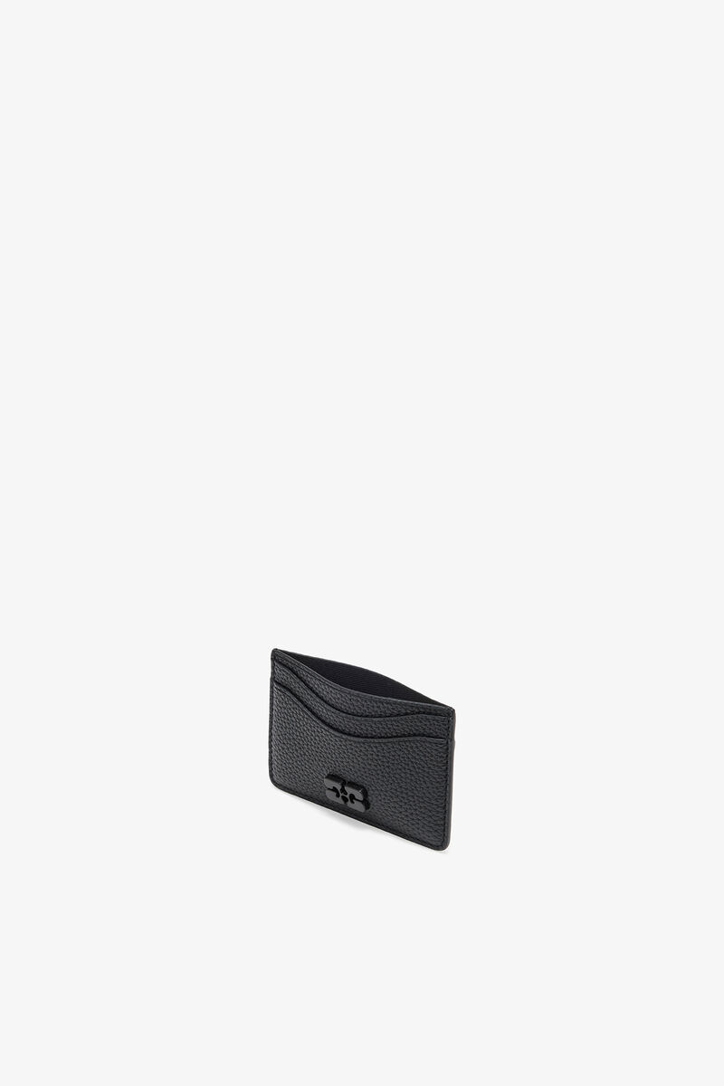 Bou Card Holder in Grained Black, Recycled Polyester, in colour Black - 3 - GANNI