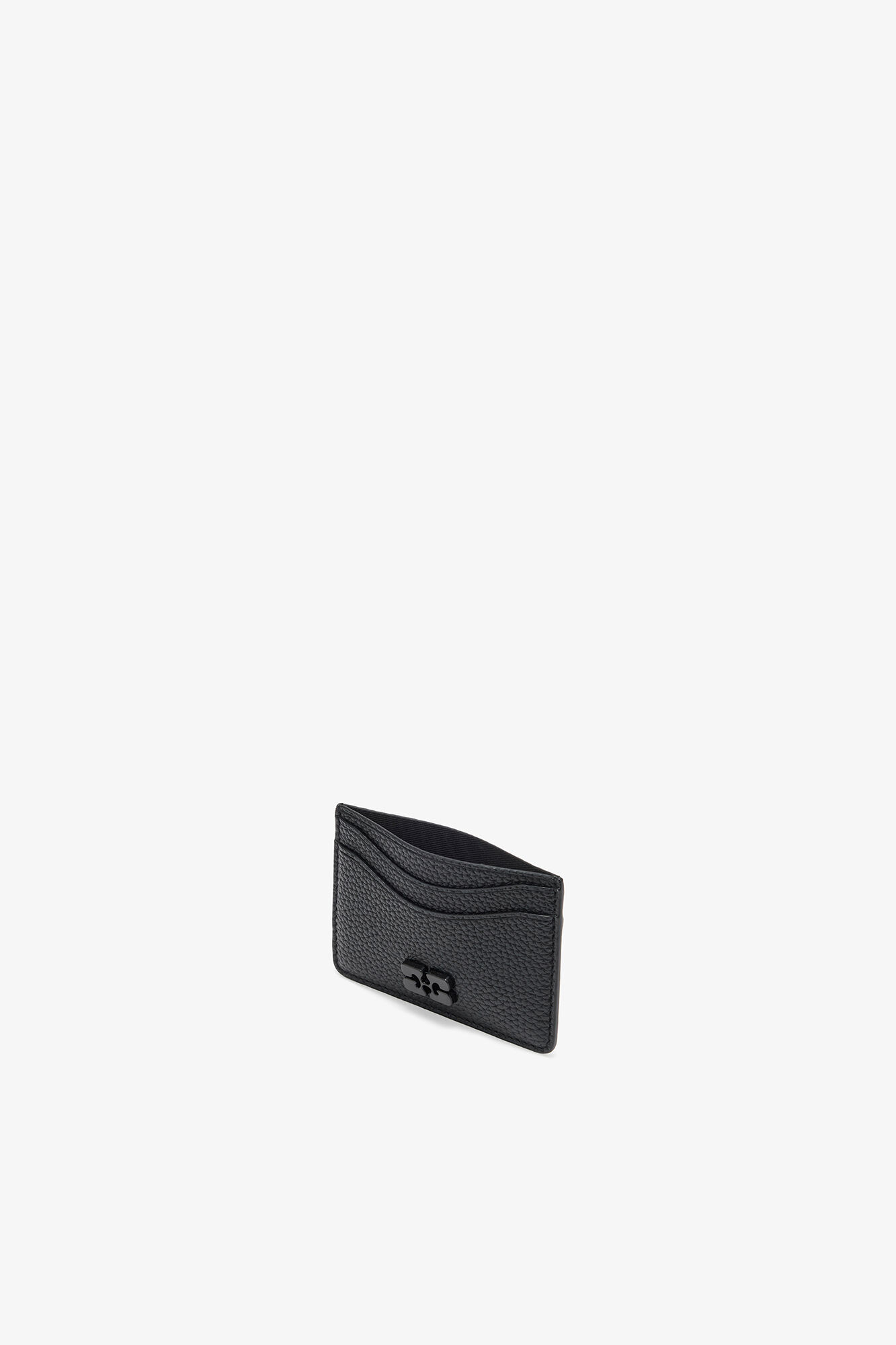 Bou Card Holder in Grained Black, Recycled Polyester, in colour Black - 3 - GANNI