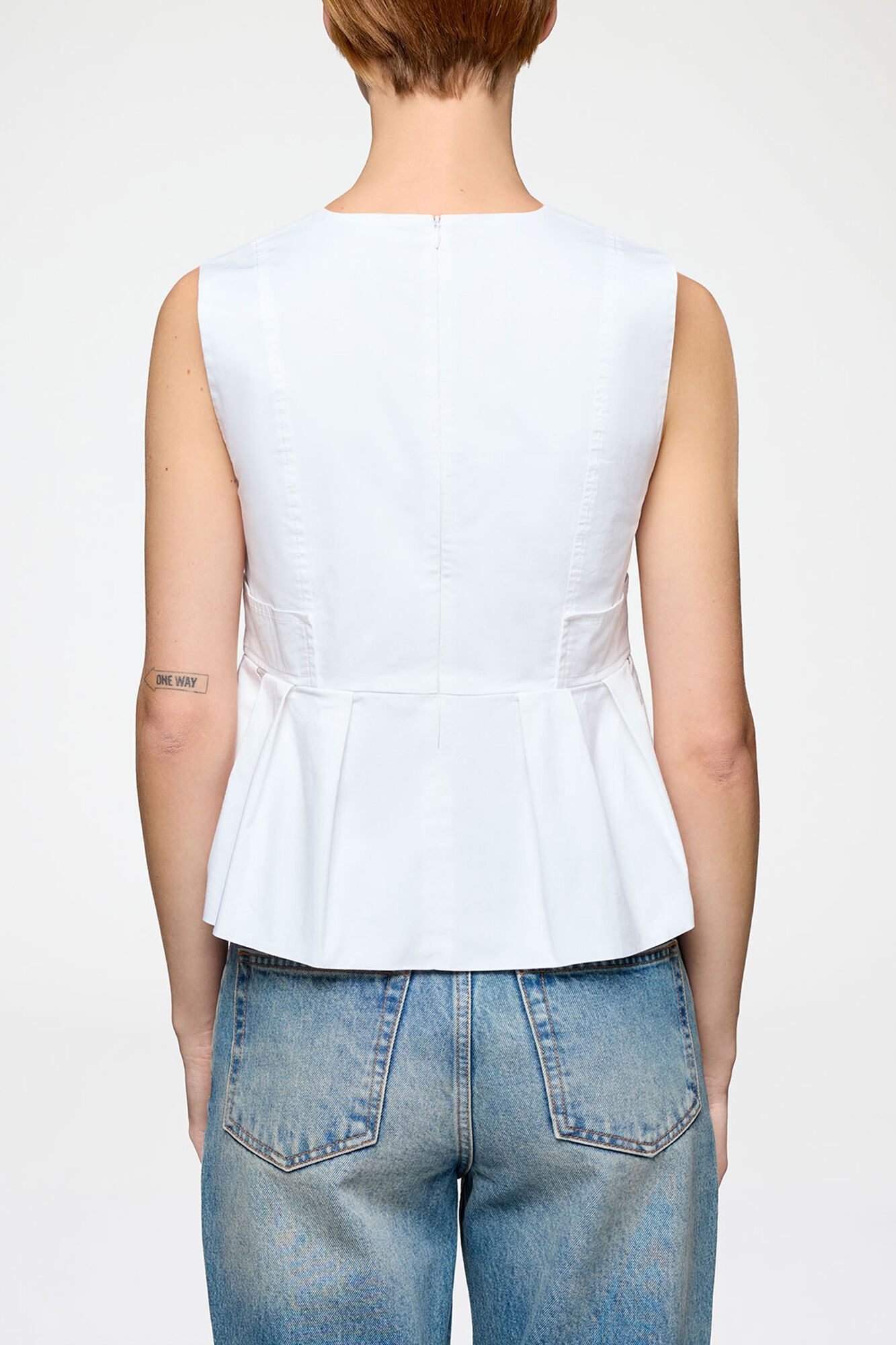 Oberteil aus Stretch-Baumwolle, Organic Cotton, in colour Bright White - 3 - GANNI