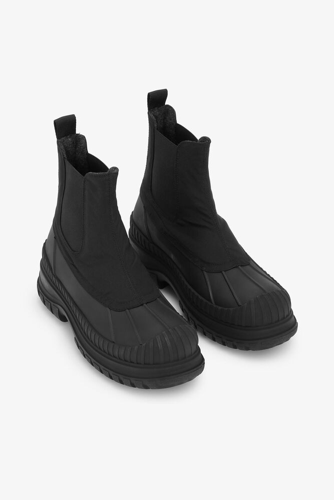 Black Outdoor Chelsea Boots, Black