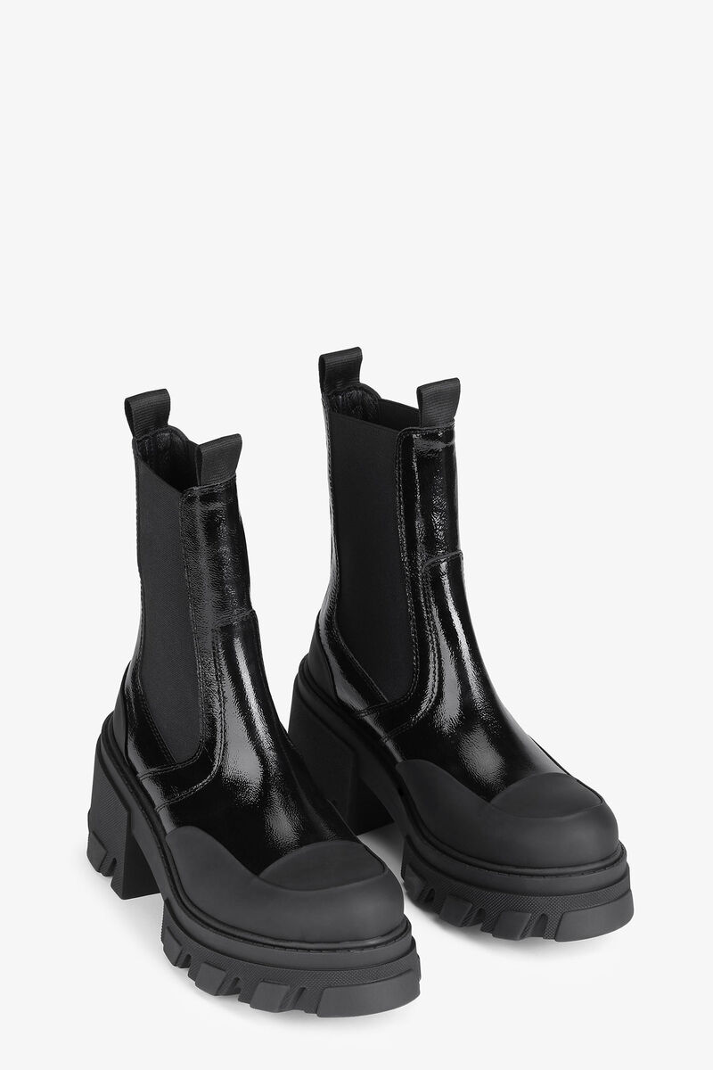 Black Calf Leather Chelsea Boots, Calf Leather, in colour Black - 3 - GANNI