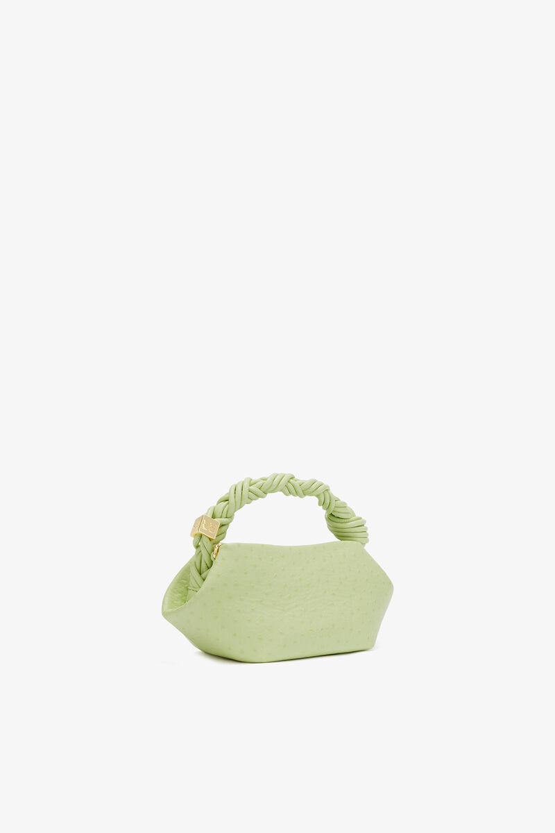 Mini Bou taske i grøn ostrich, Recycled Polyester, in colour Lily Green - 2 - GANNI