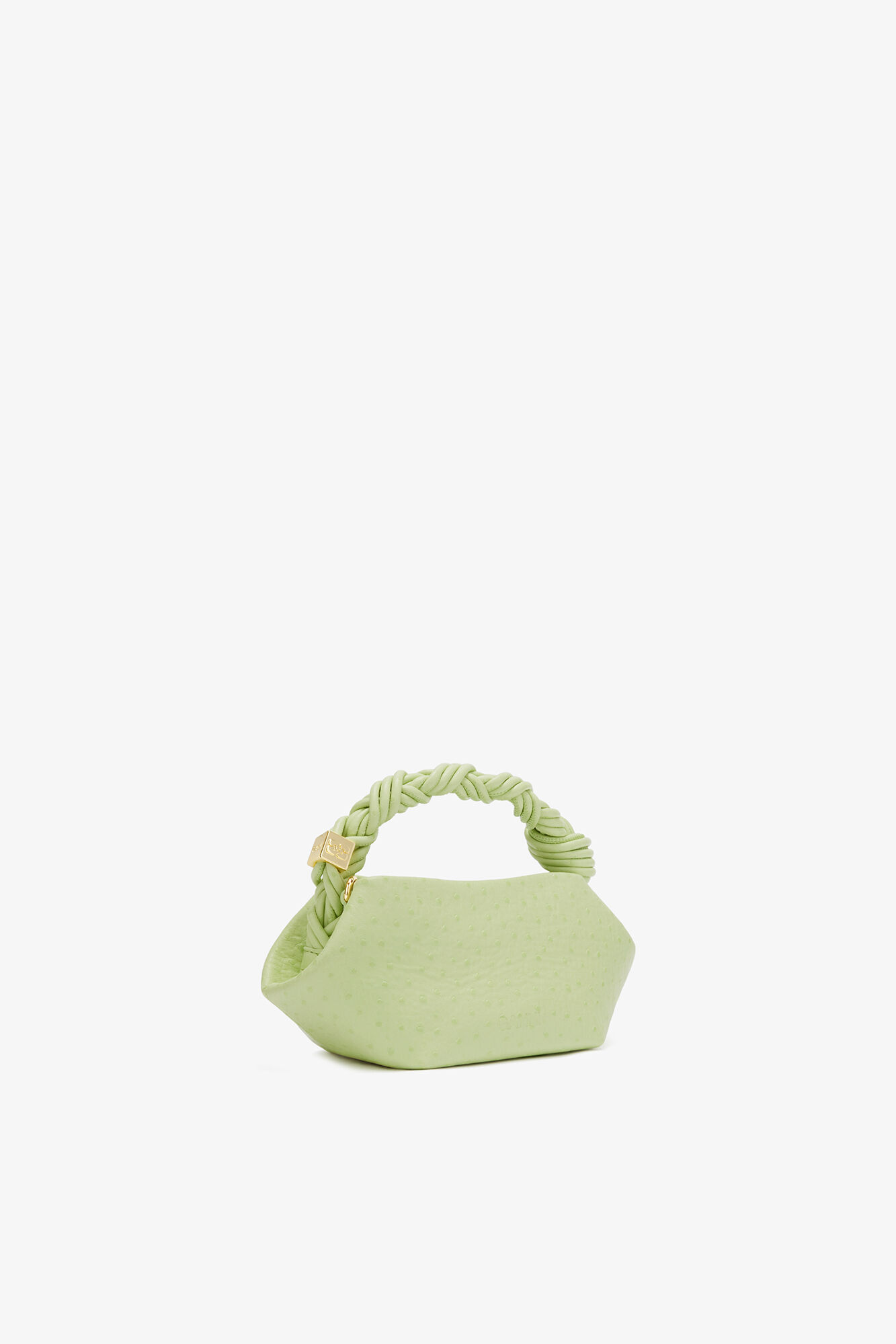 Mini Bou taske i grøn ostrich, Recycled Polyester, in colour Lily Green - 2 - GANNI