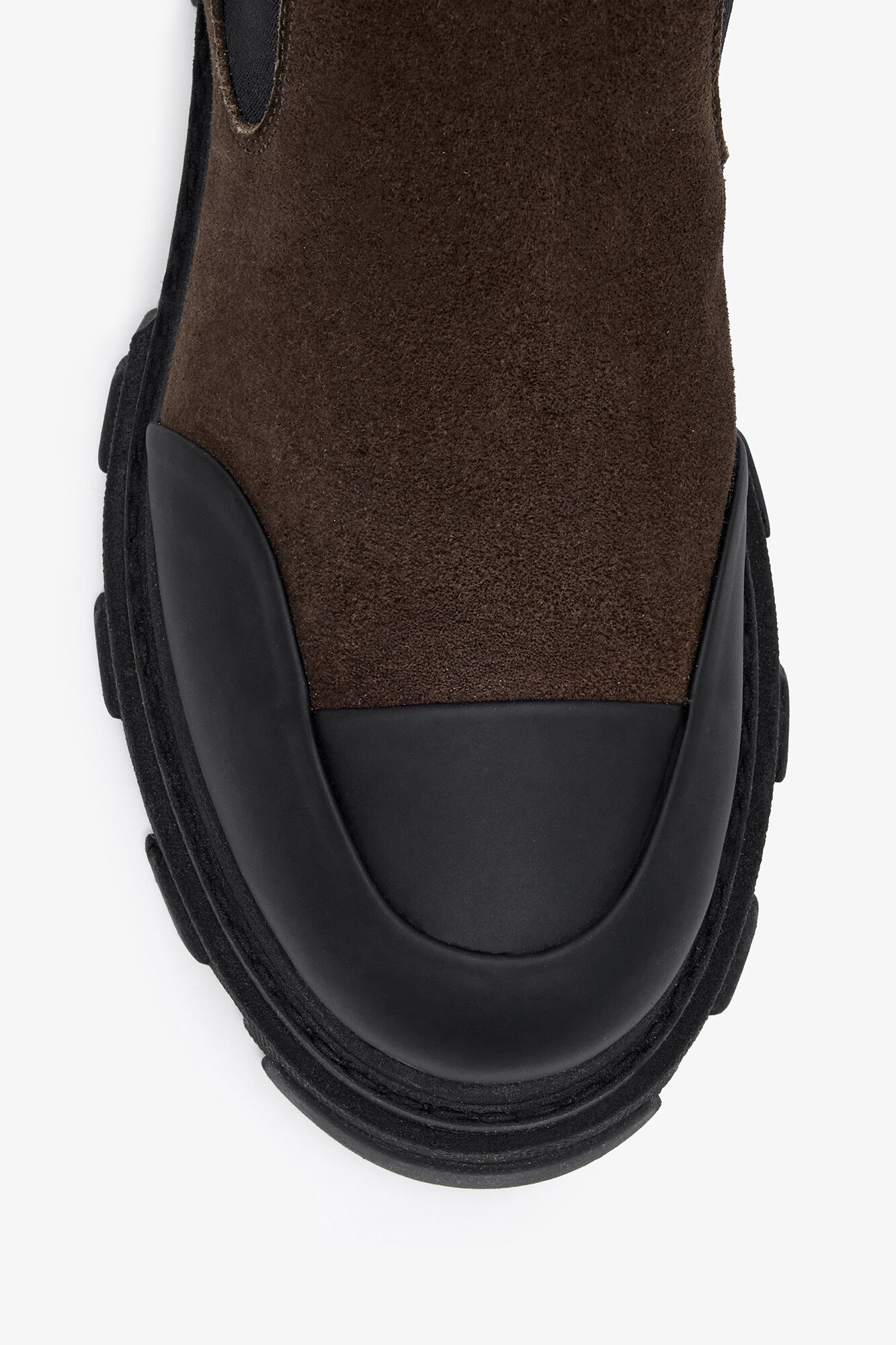 Cleated Mid Chelsea Boots in Brown, Recycled Leather, in colour Chicory Coffee - 3 - GANNI
