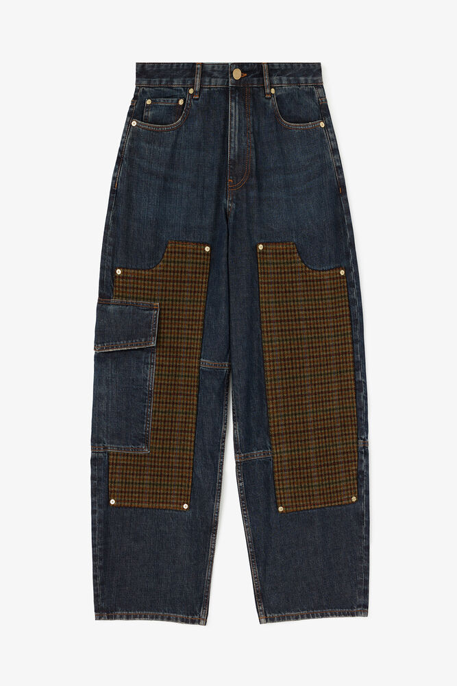 Audri-jeans i texturerad slub-denim, Dark Blue Vintage