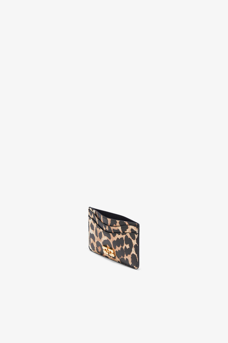 Porte-cartes Bou grainé léopard, Recycled Polyester, in colour Almond Milk - 3 - GANNI