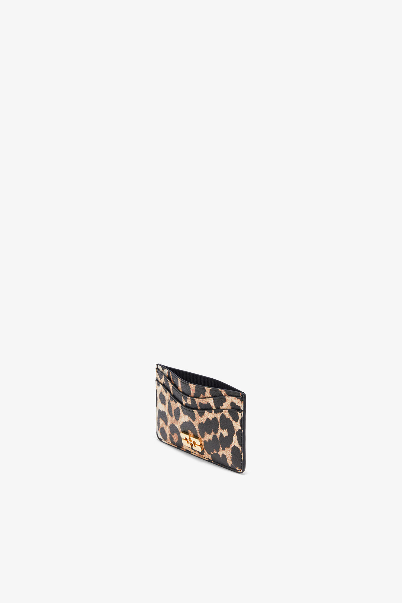 Porte-cartes Bou grainé léopard, Recycled Polyester, in colour Almond Milk - 3 - GANNI