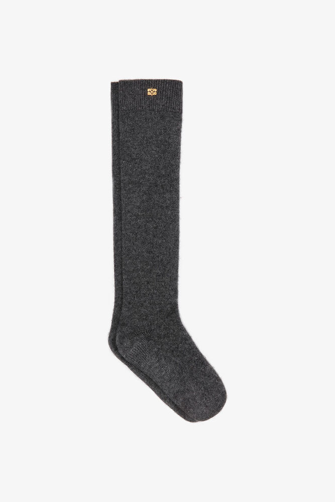 Socks in Dark Grey Wool Blend, Phantom