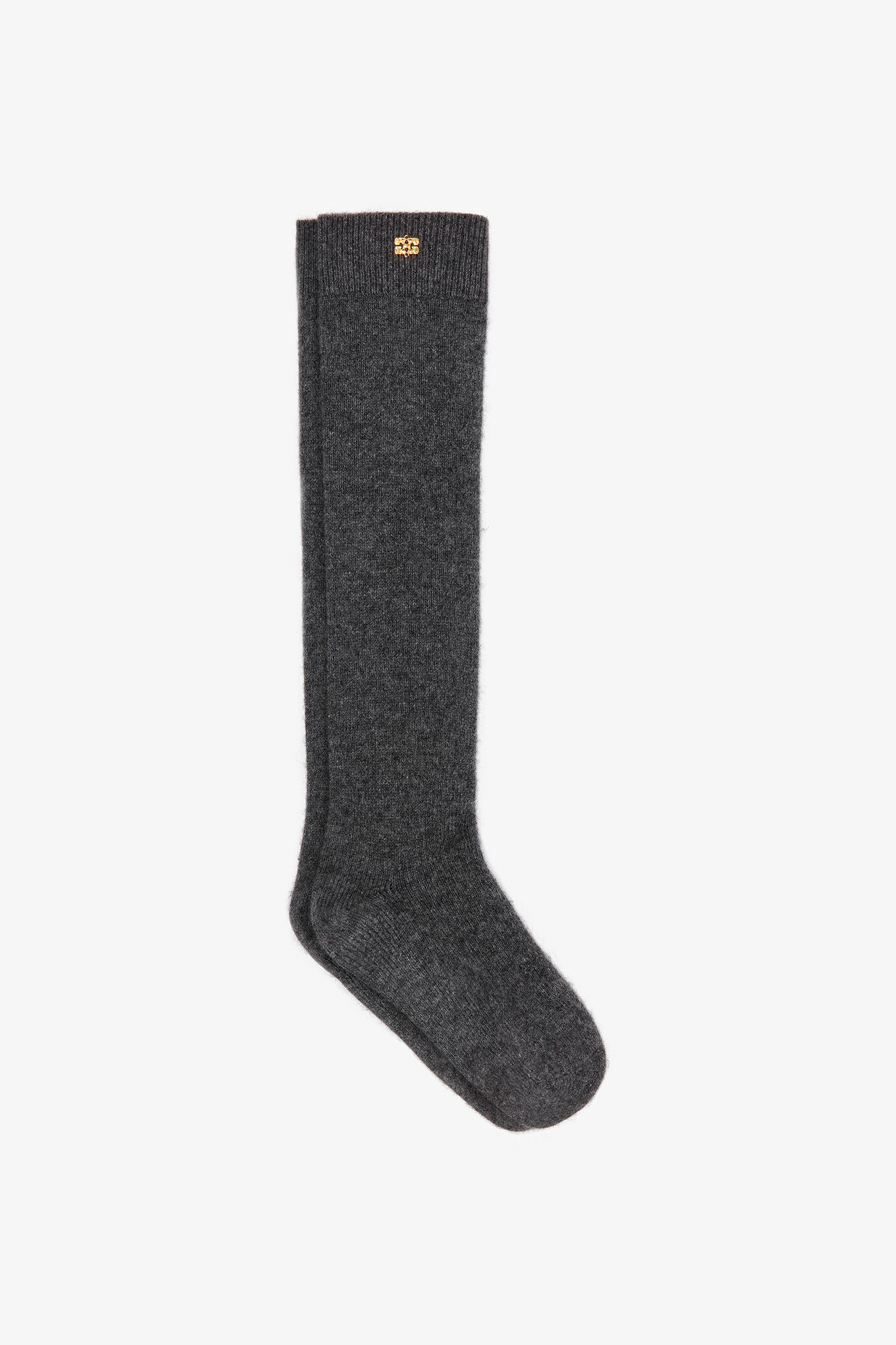 Chaussettes en laine mélangée gris foncé, Wool, in colour Phantom - 1 - GANNI