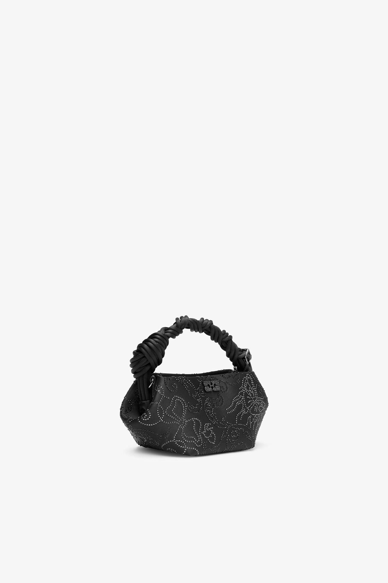 Mini Bou Bag in Black Rhinestone , Recycled Polyester, in colour Black - 2 - GANNI