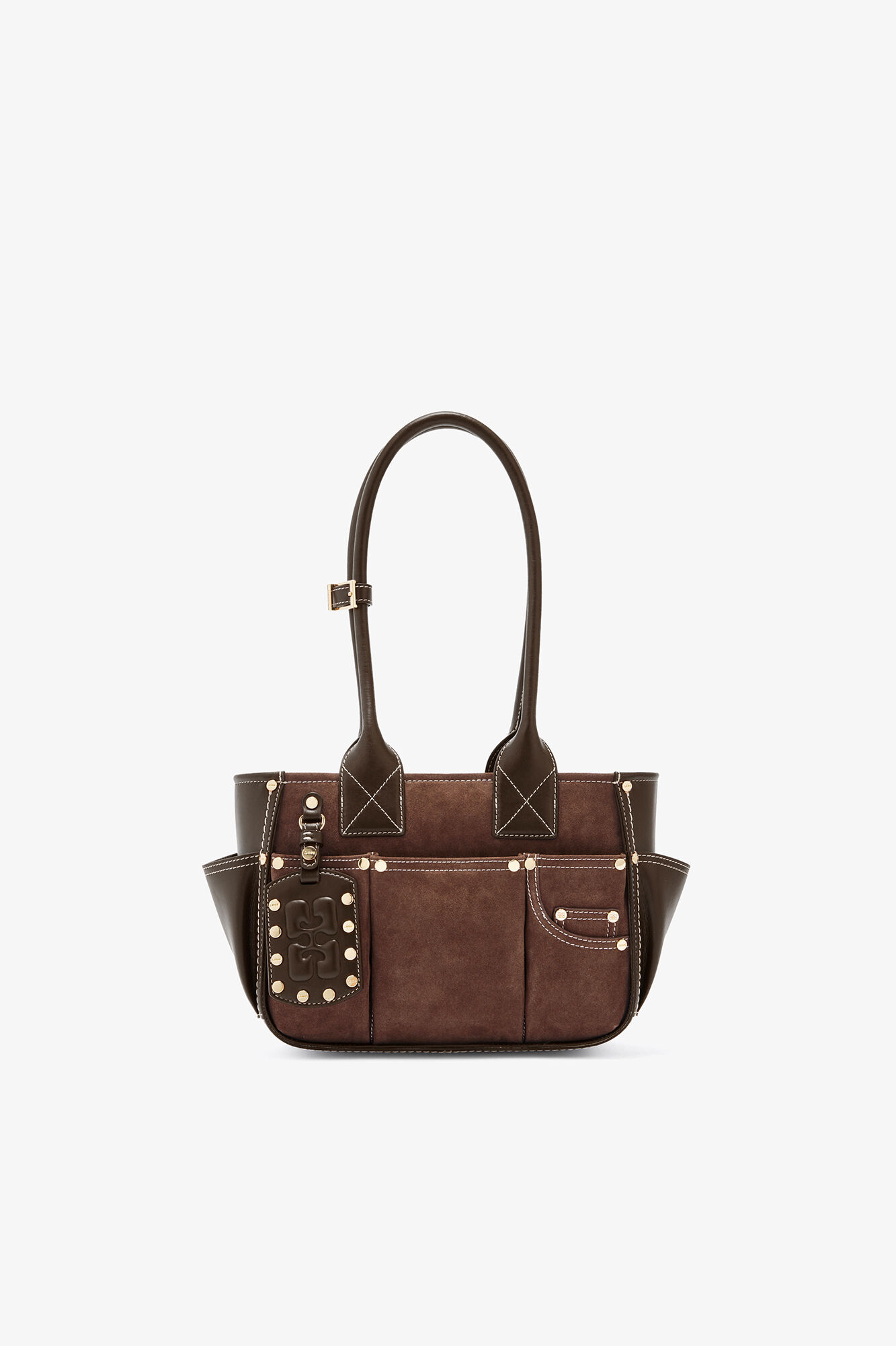 Small Posy Bag in Brown Suede, Leather, in colour Chicory Coffee - 1 - GANNI