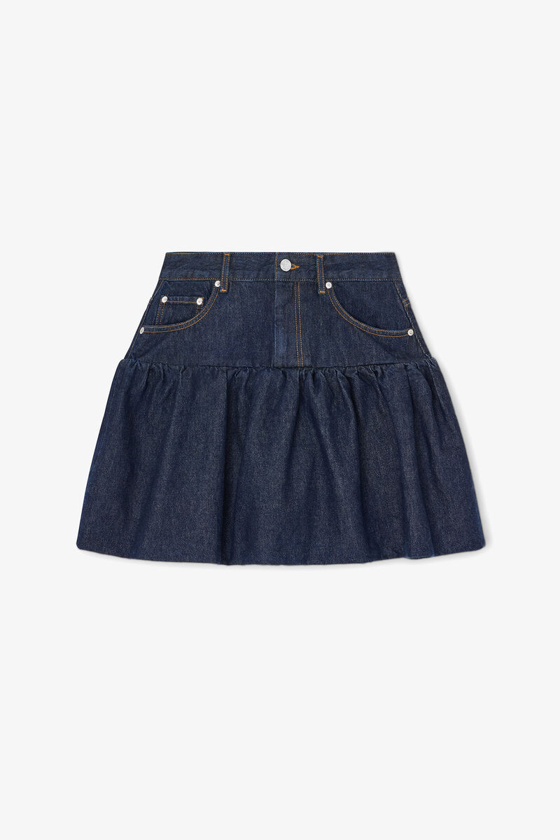 Skirt in Rinse Denim, Organic Cotton, in colour Rinse - 1 - GANNI