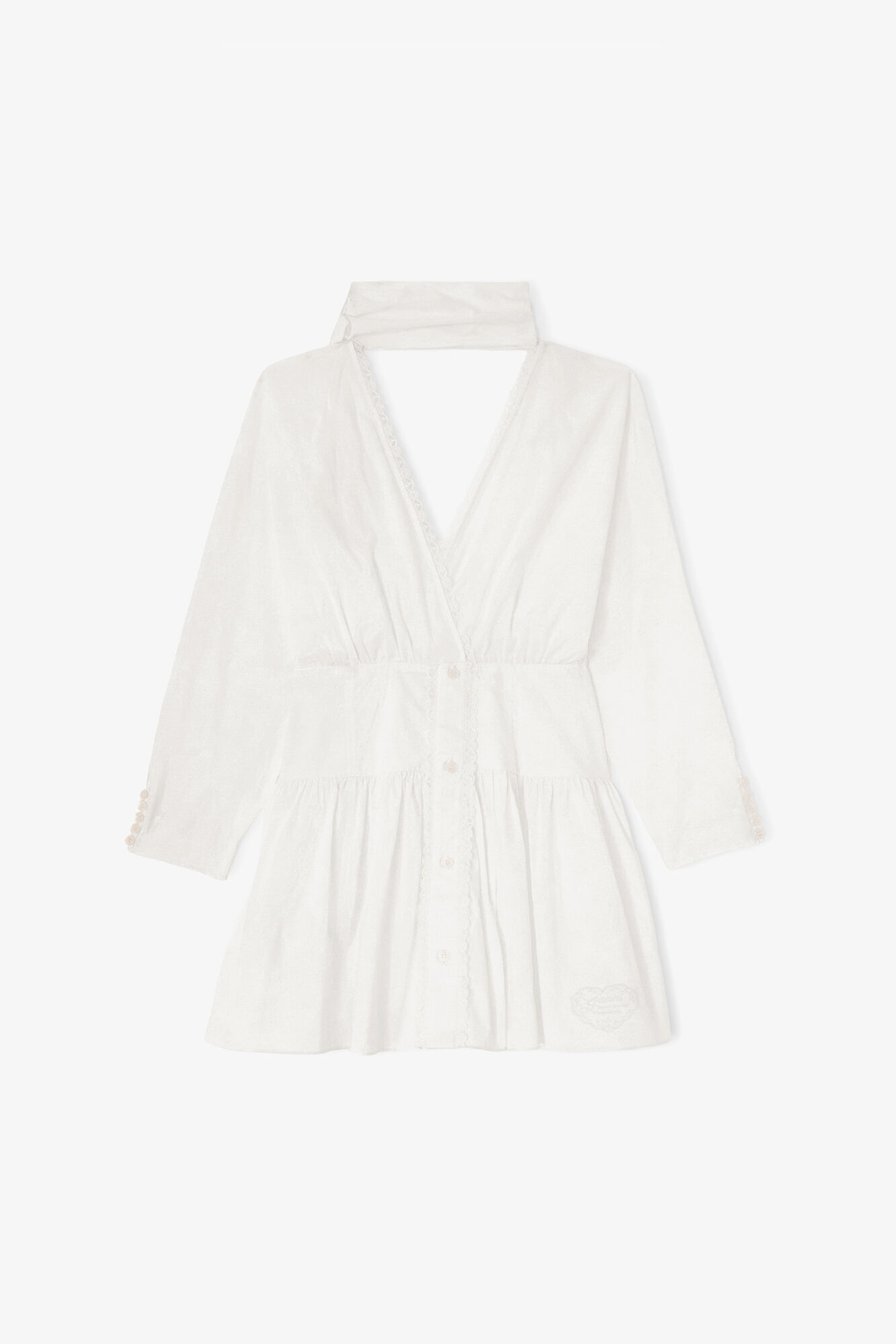 Dress in White Cotton, Organic Cotton, in colour Bright White - 1 - GANNI