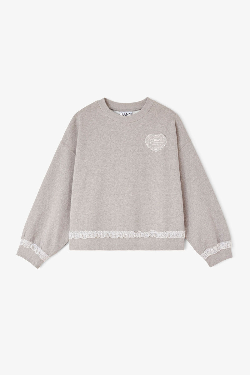 Sweatshirt in Grey Isoli, Organic Cotton, in colour Paloma - 1 - GANNI