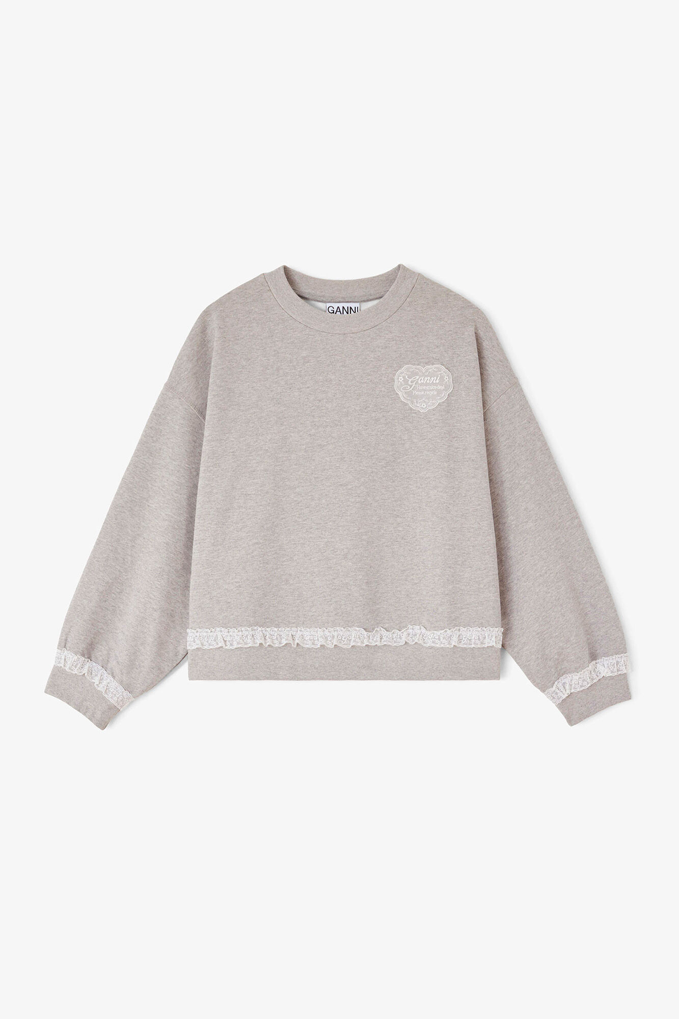 Sweatshirt in Grey Isoli, Organic Cotton, in colour Paloma - 1 - GANNI