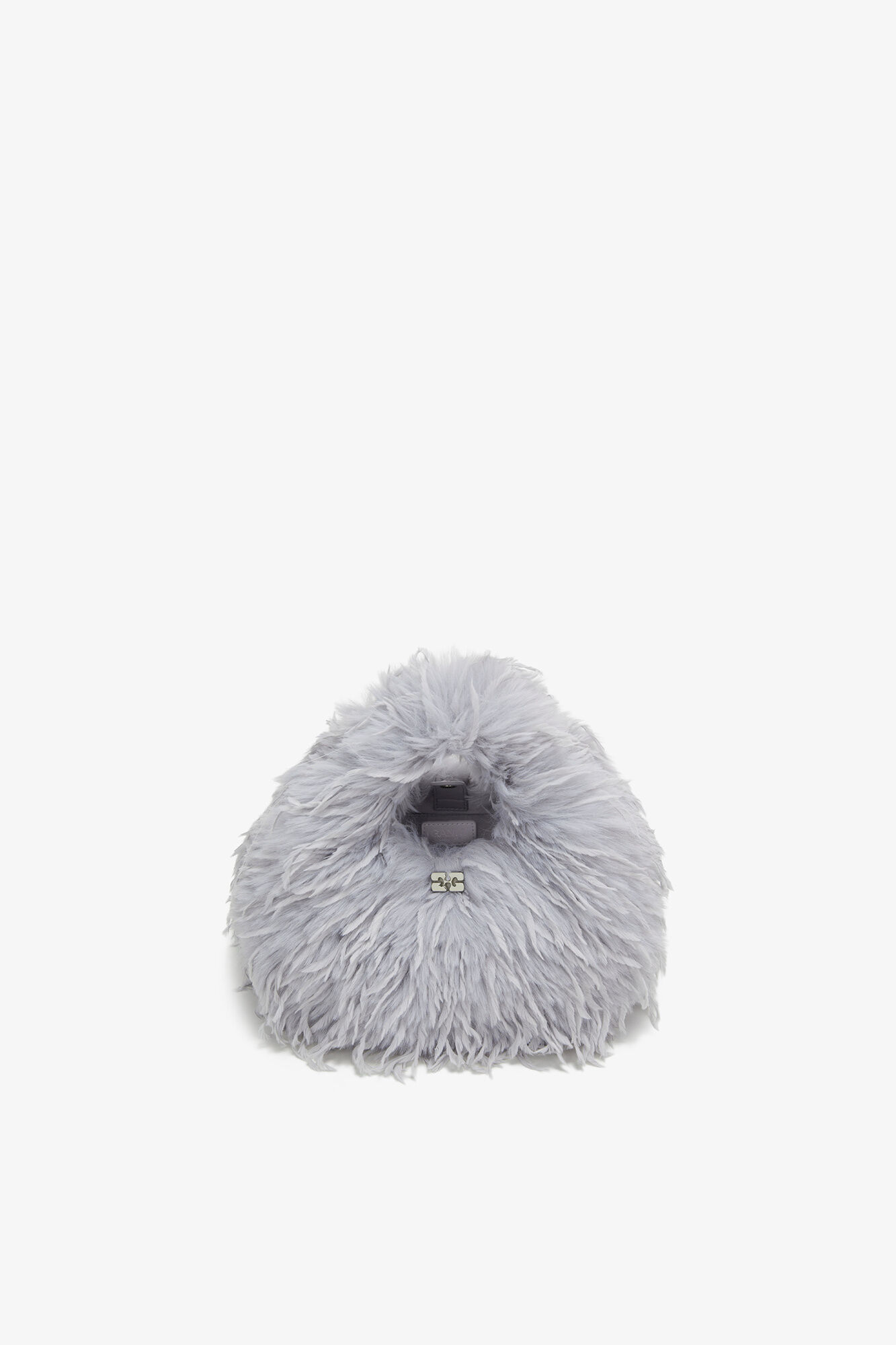 Mini Hobo Bag in Blue Feathers, Polyester, in colour Quiet Gray - 3 - GANNI