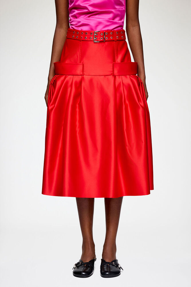 Skirt in Duchesse Satin, Goji Berry
