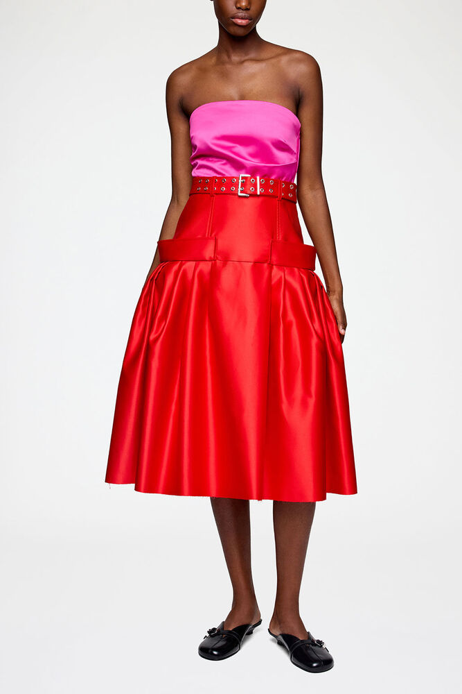 Skirt in Duchesse Satin, Goji Berry
