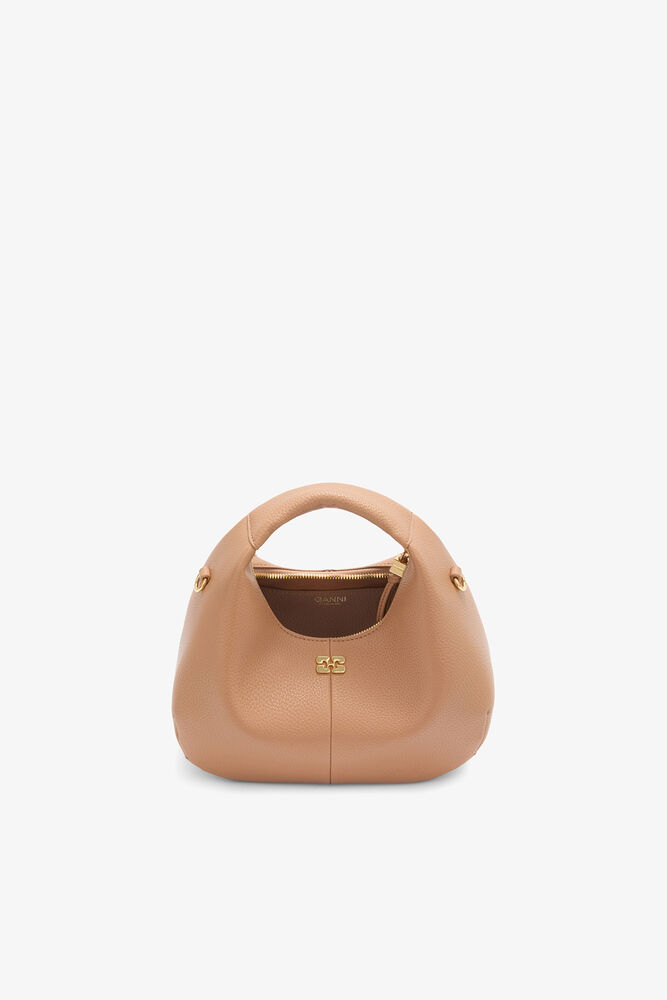 Mini Hobo Bag in Grained Brown, Tawny Birch