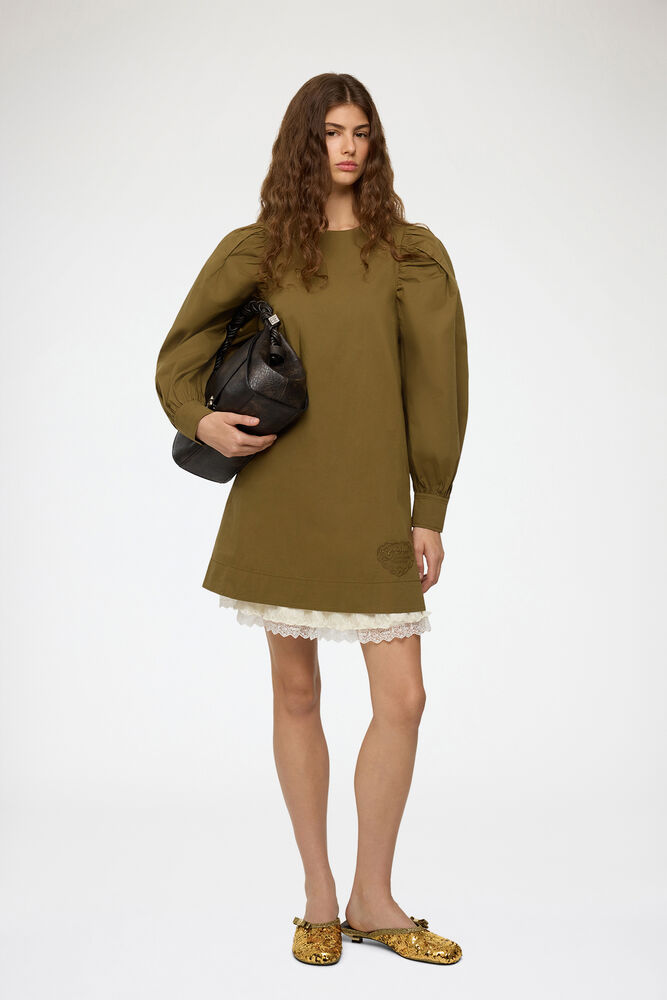 Dress in Green Cotton, Military Olive