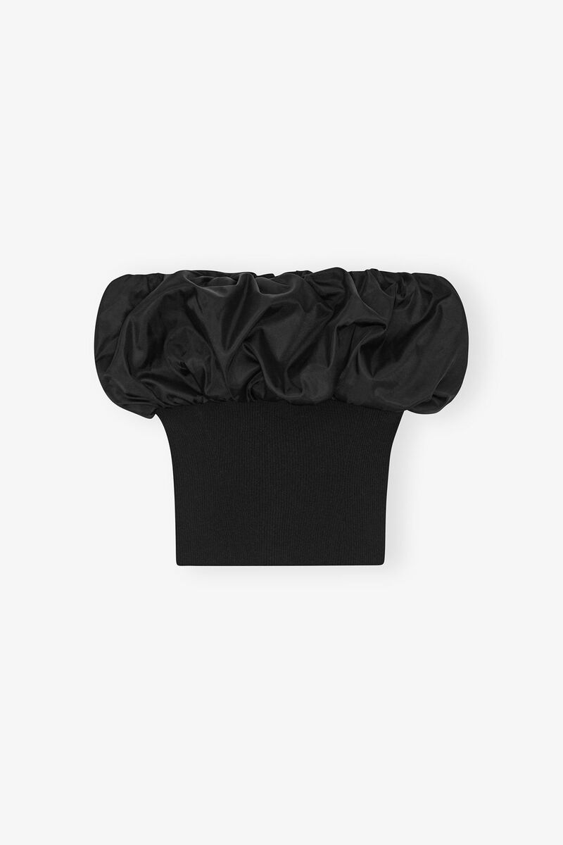 Top en maille chinée noire, Viscose, in colour Black - 1 - GANNI