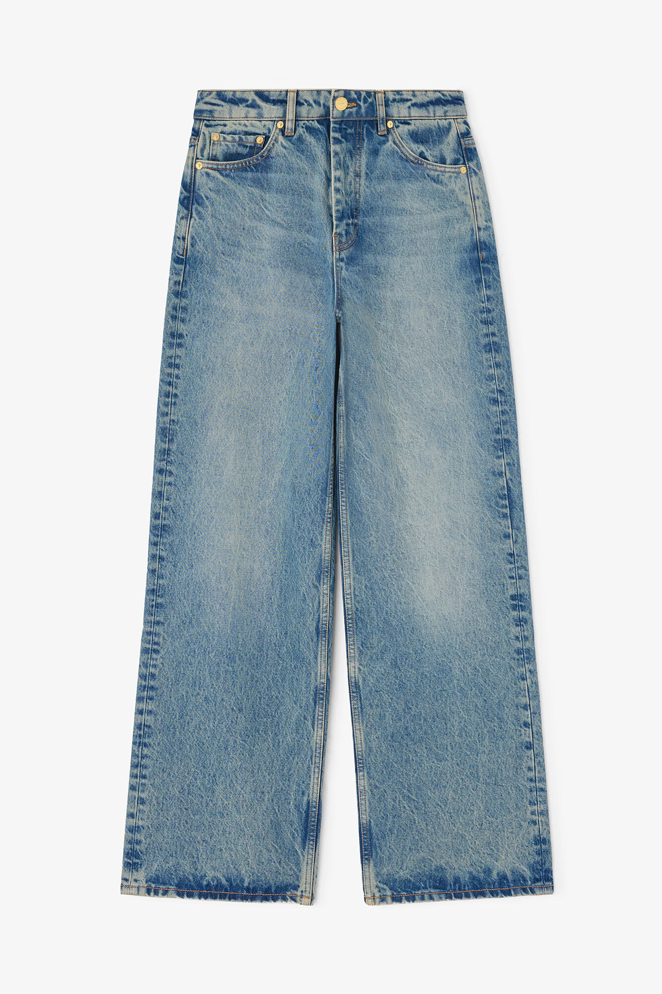 Izey Jeans in Tint Rigid Denim, Organic Cotton, in colour Mid Blue Vintage - 1 - GANNI