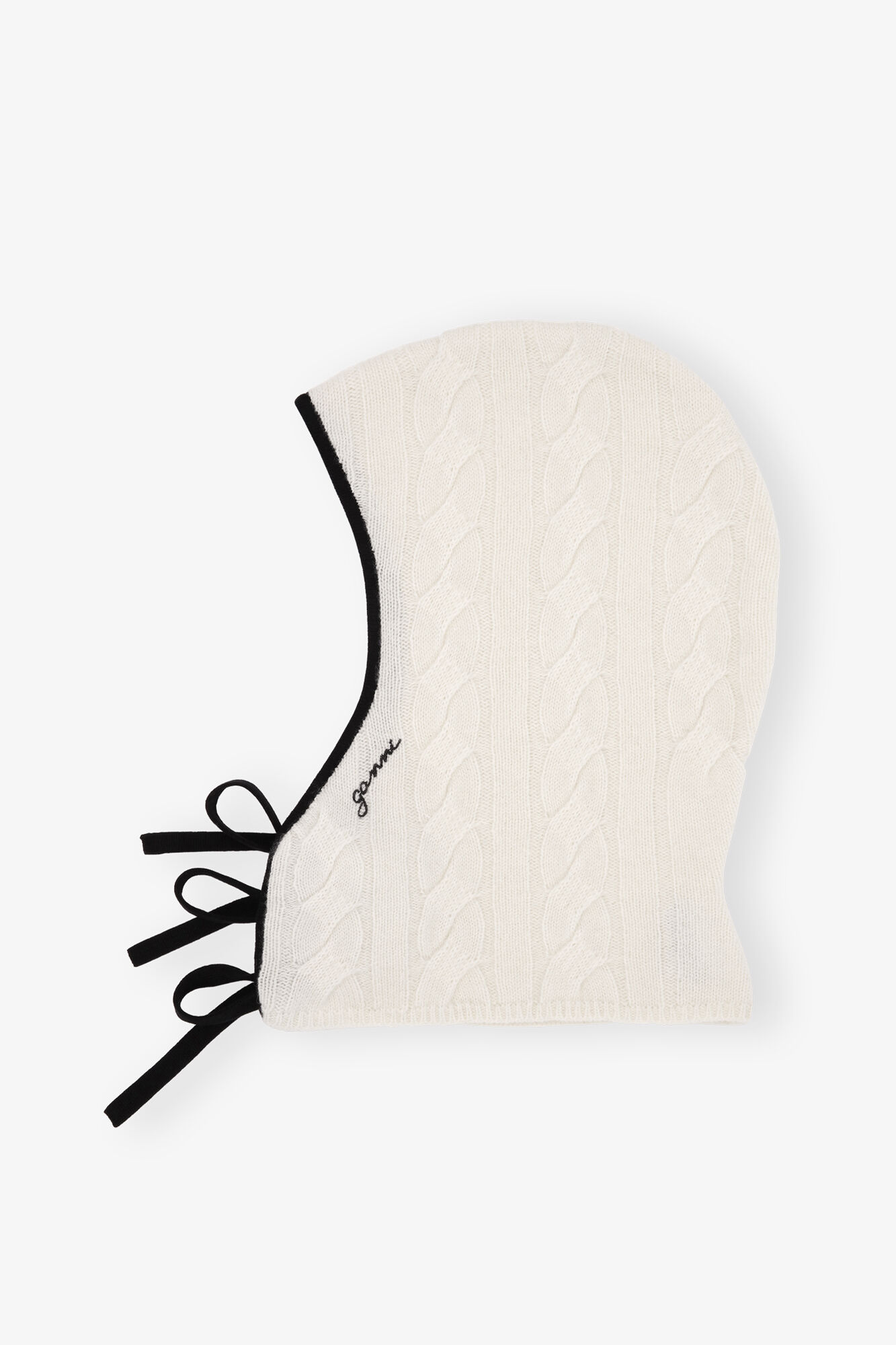 Ivory Cashmere Mix Balaclava, Merino Wool, in colour Egret - 1 - GANNI