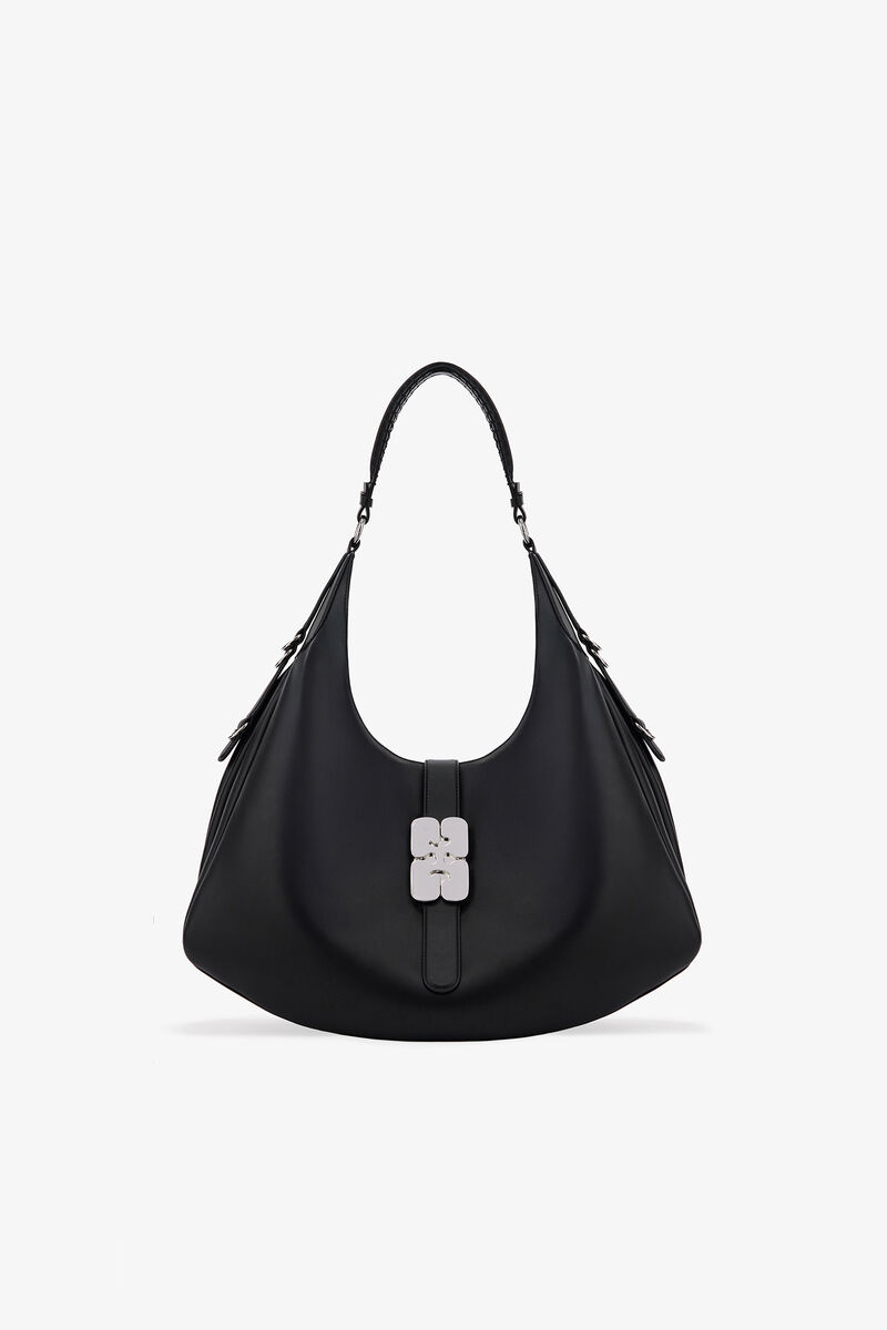 Grand sac Kat noir, Recycled Leather, in colour Black - 1 - GANNI