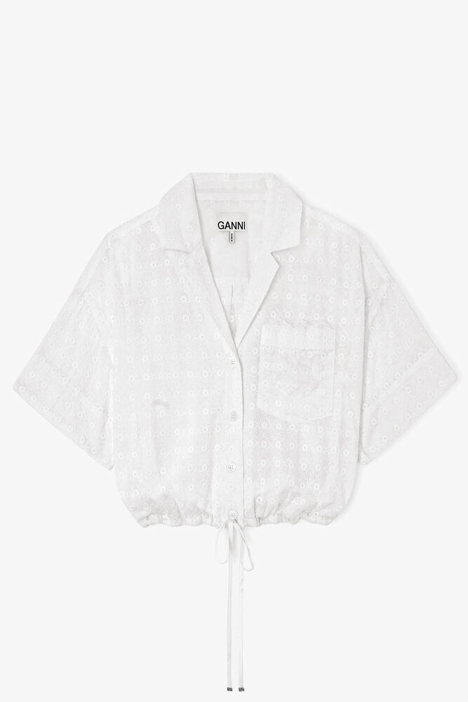 Shirt in White Broderie Anglaise, Bright White
