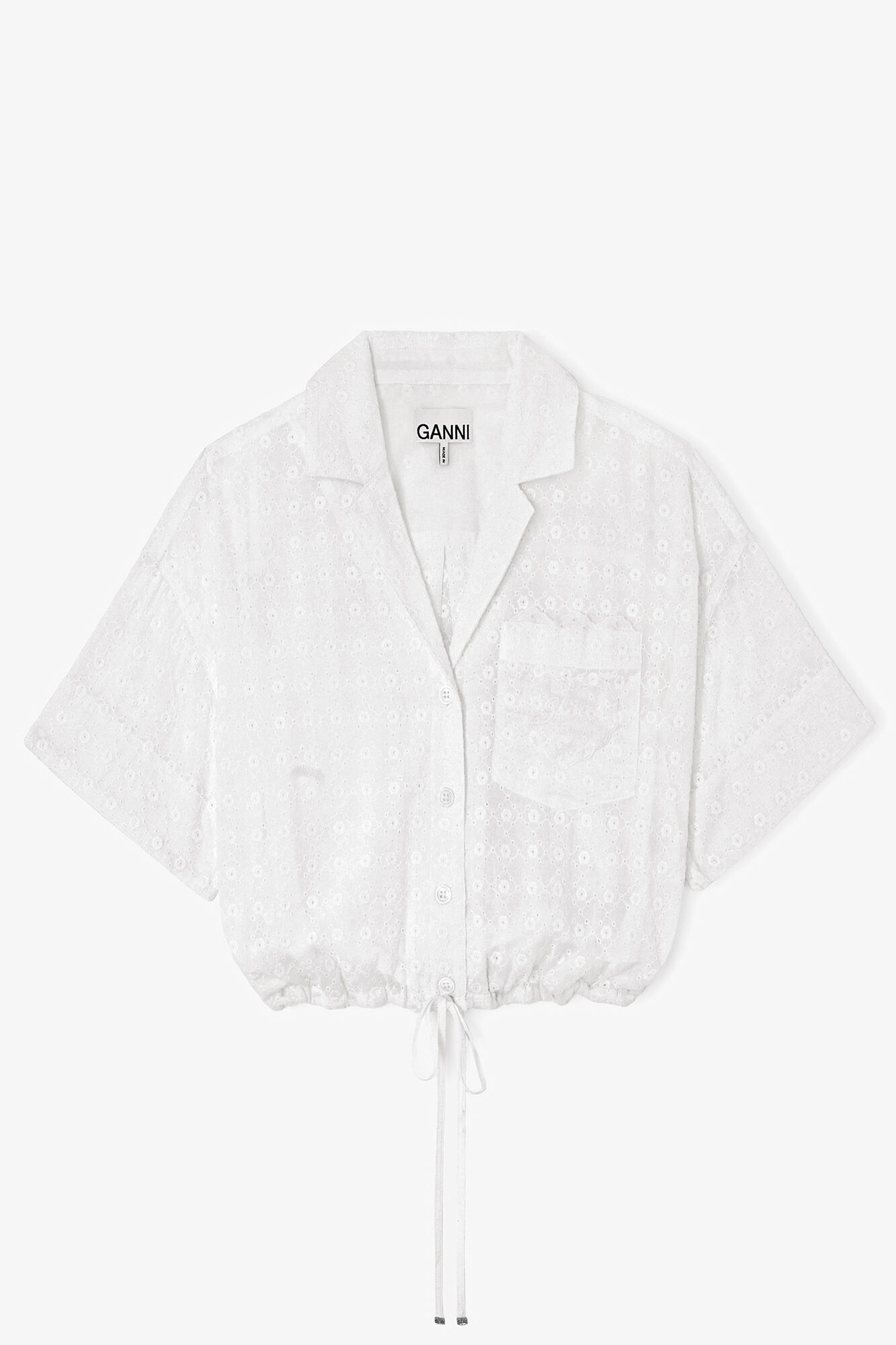 ホワイトブロデリーアングレーズ シャツ, Organic Cotton, in colour Bright White - 1 - GANNI