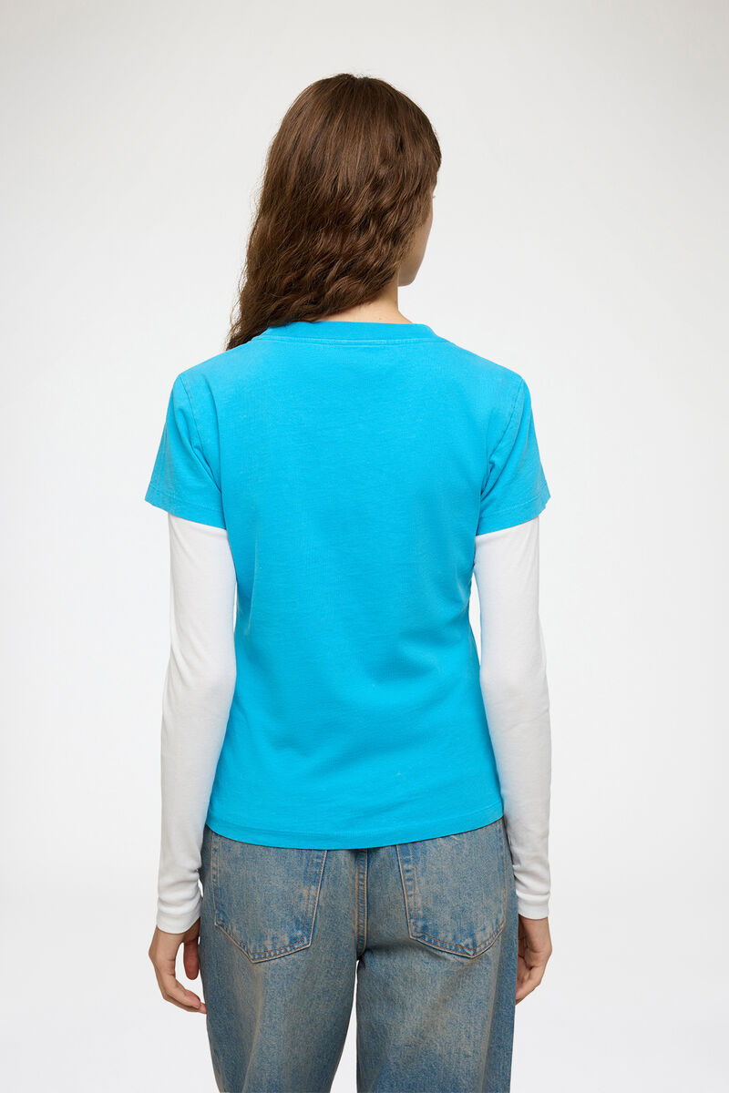 Baby fit t-shirt med blå tiger, Organic Cotton, in colour Dresden Blue - 3 - GANNI