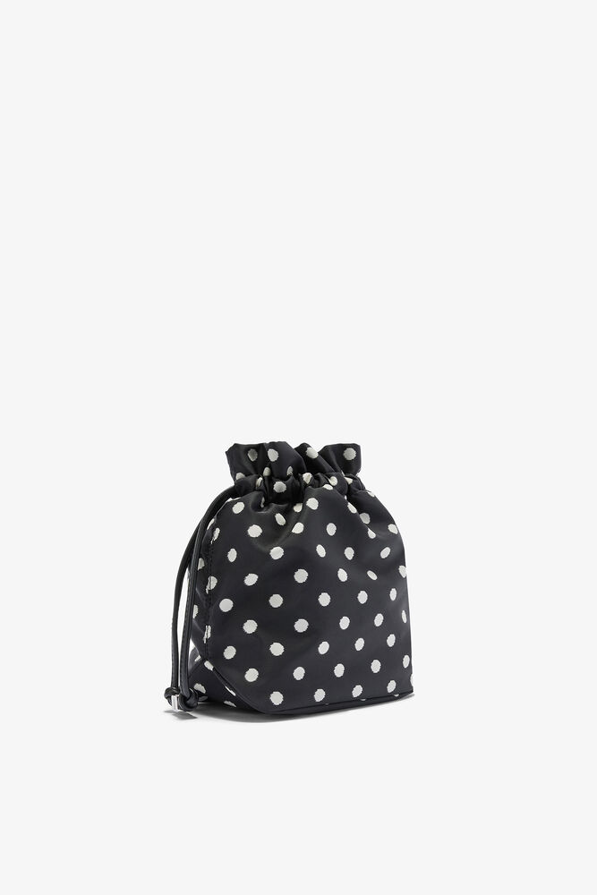 Bou Bucket Pouch in Polka Dot, Black