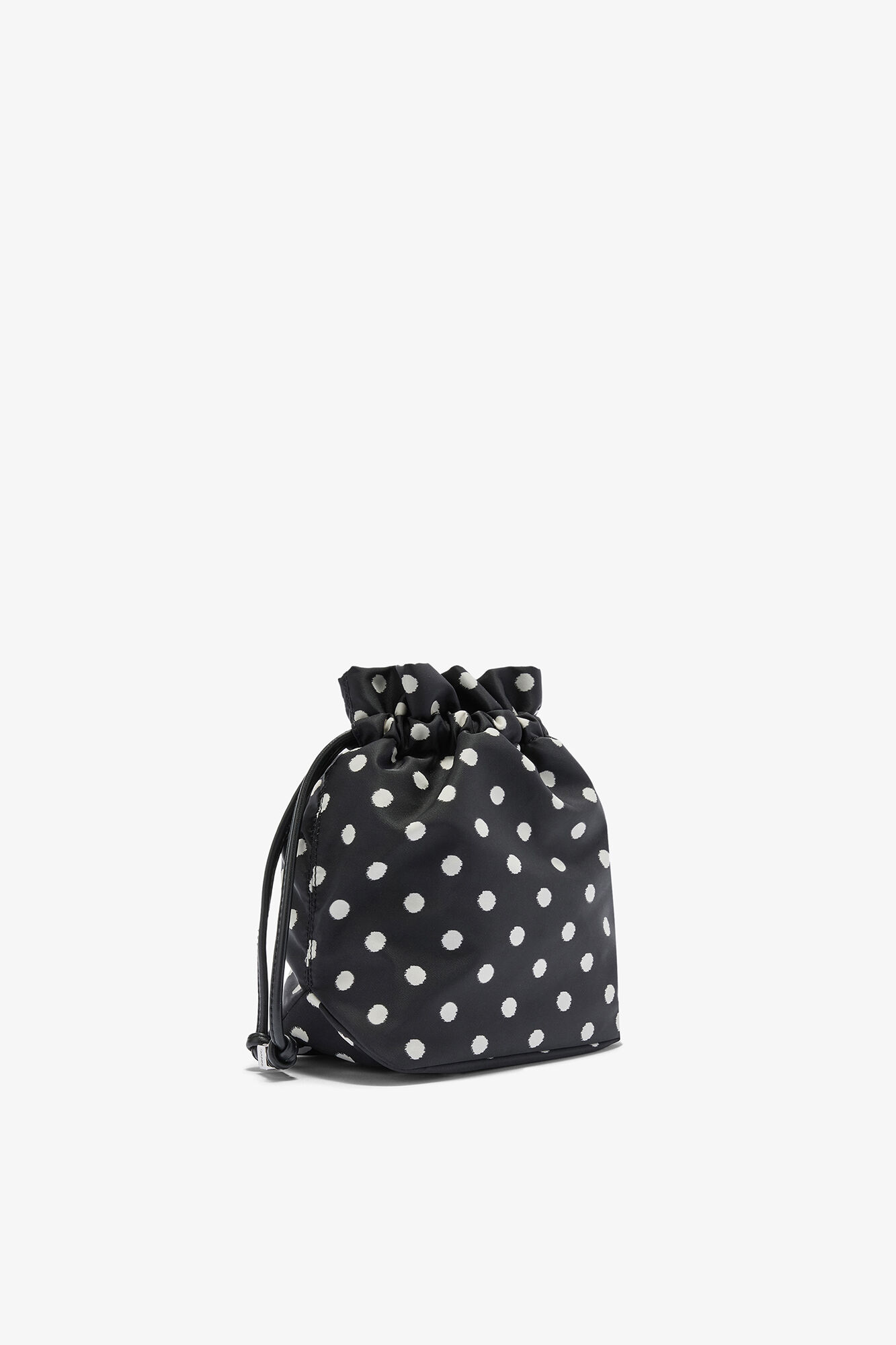 Bou Bucket Pouch in Polka Dot, Recycled Nylon, in colour Black - 2 - GANNI