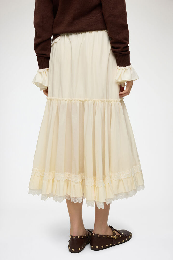Skirt in White Nylon, Egret