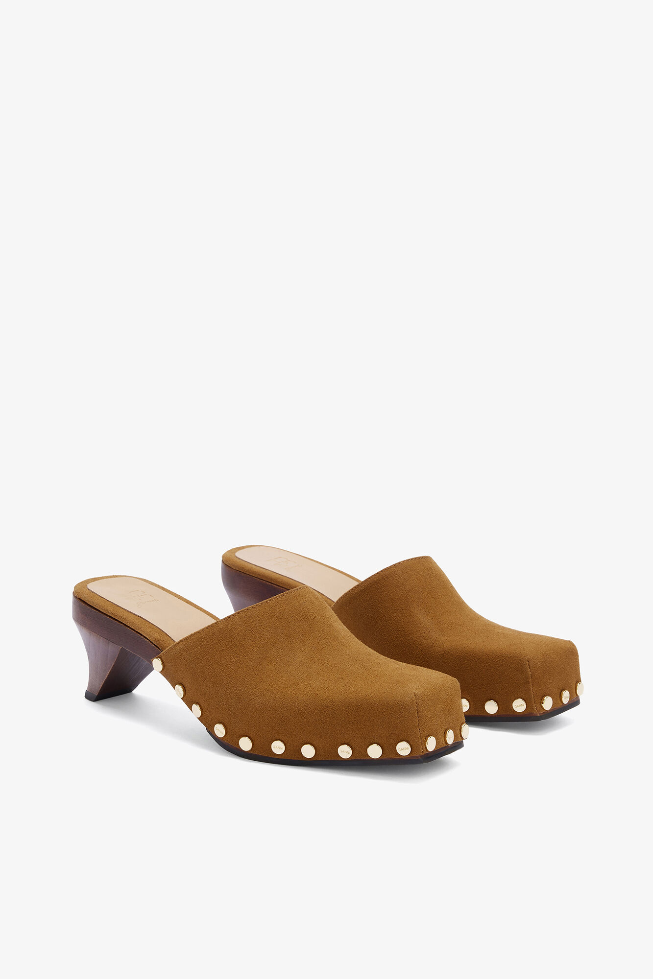 June Sabot Mule in Brown, Leather, in colour Caramel Cafe - 2 - GANNI