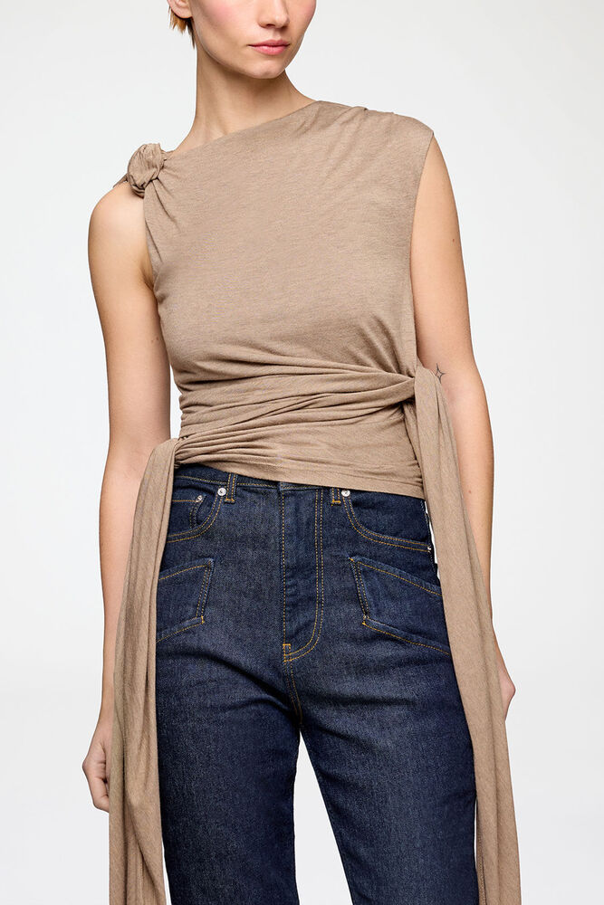 Top in Beige Jersey, Coca Mocha