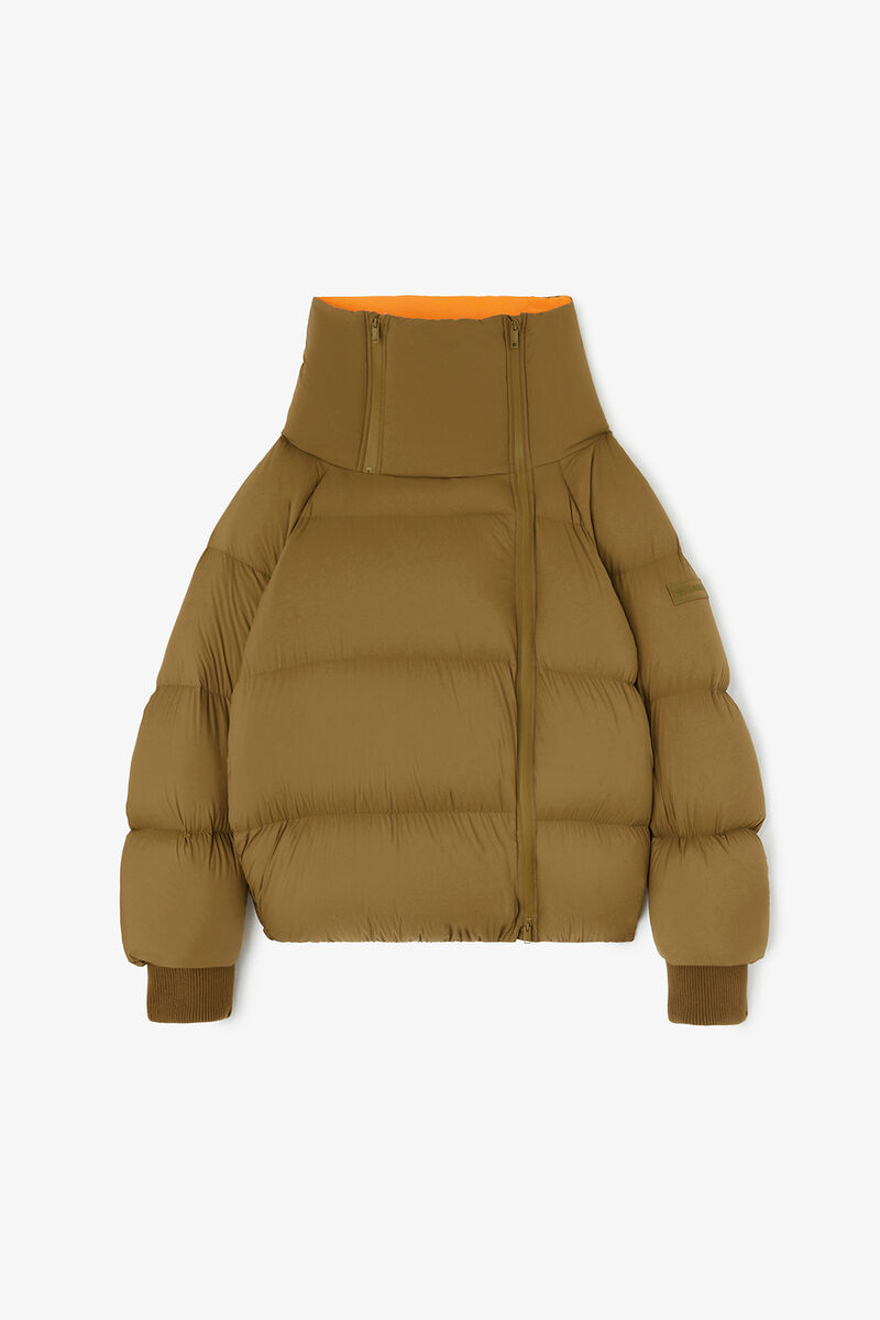 Puffer in Green Future Nylon, Recycled Polyamide, in colour Military Olive - 1 - GANNI