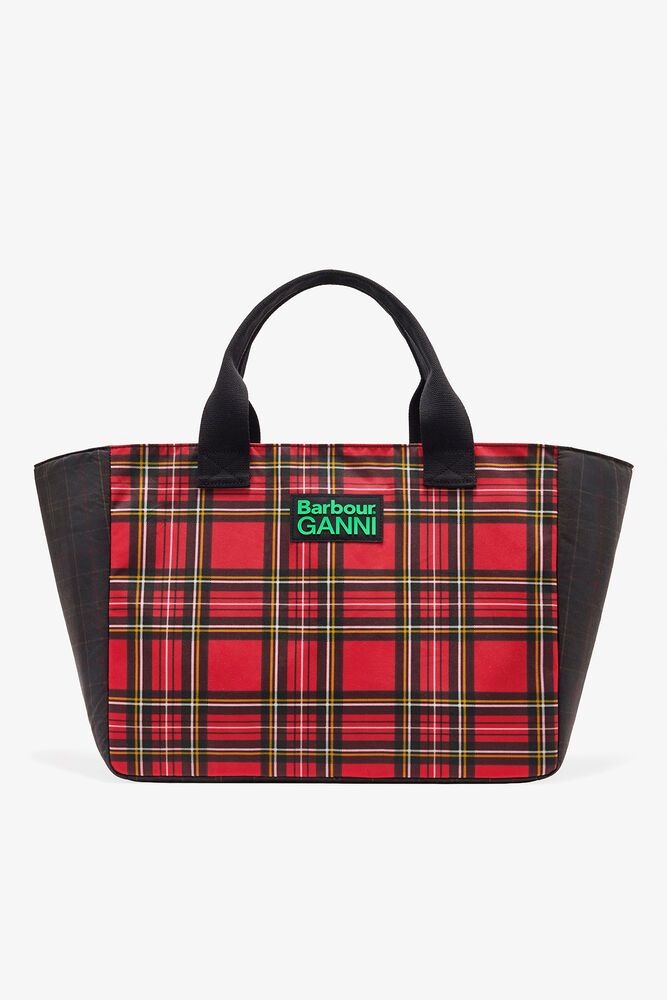 Tote in Red Tartan, Dark Green