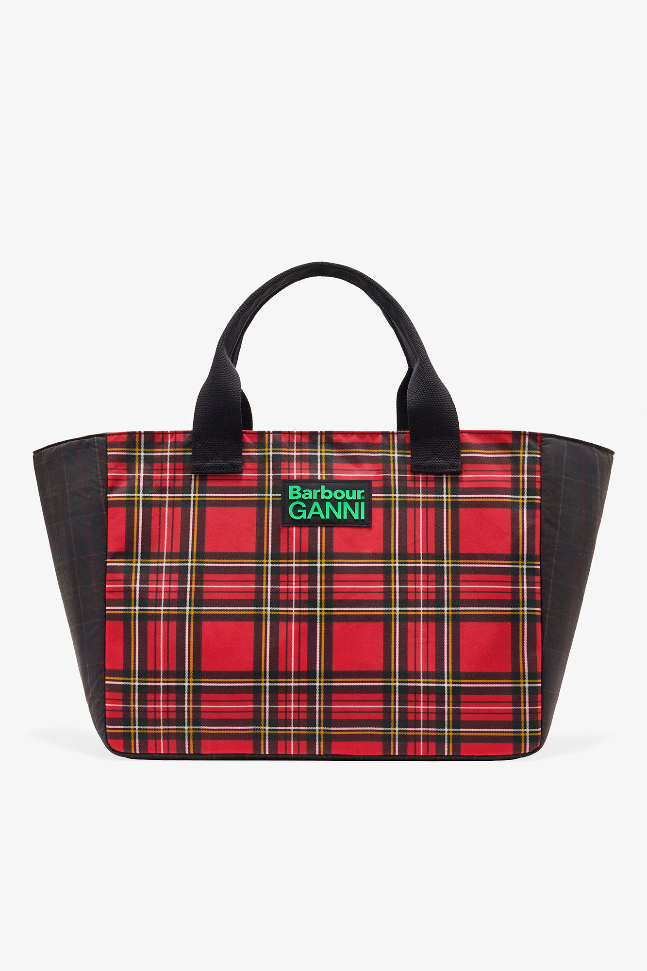 Tote in Red Tartan, Cotton, in colour Dark Green - 1 - GANNI