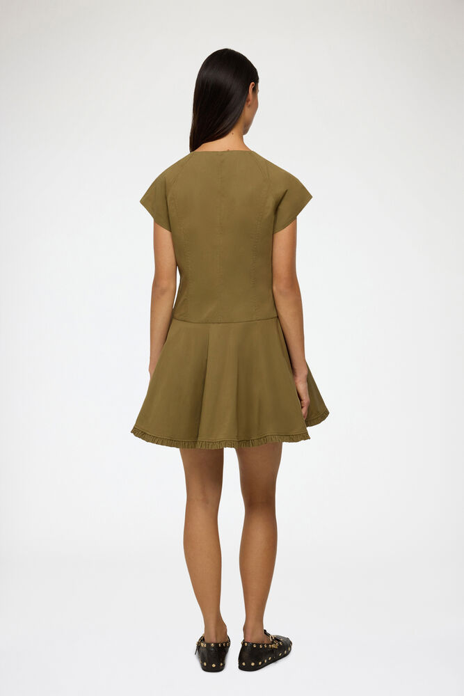 Dress in Green Cotton, Military Olive