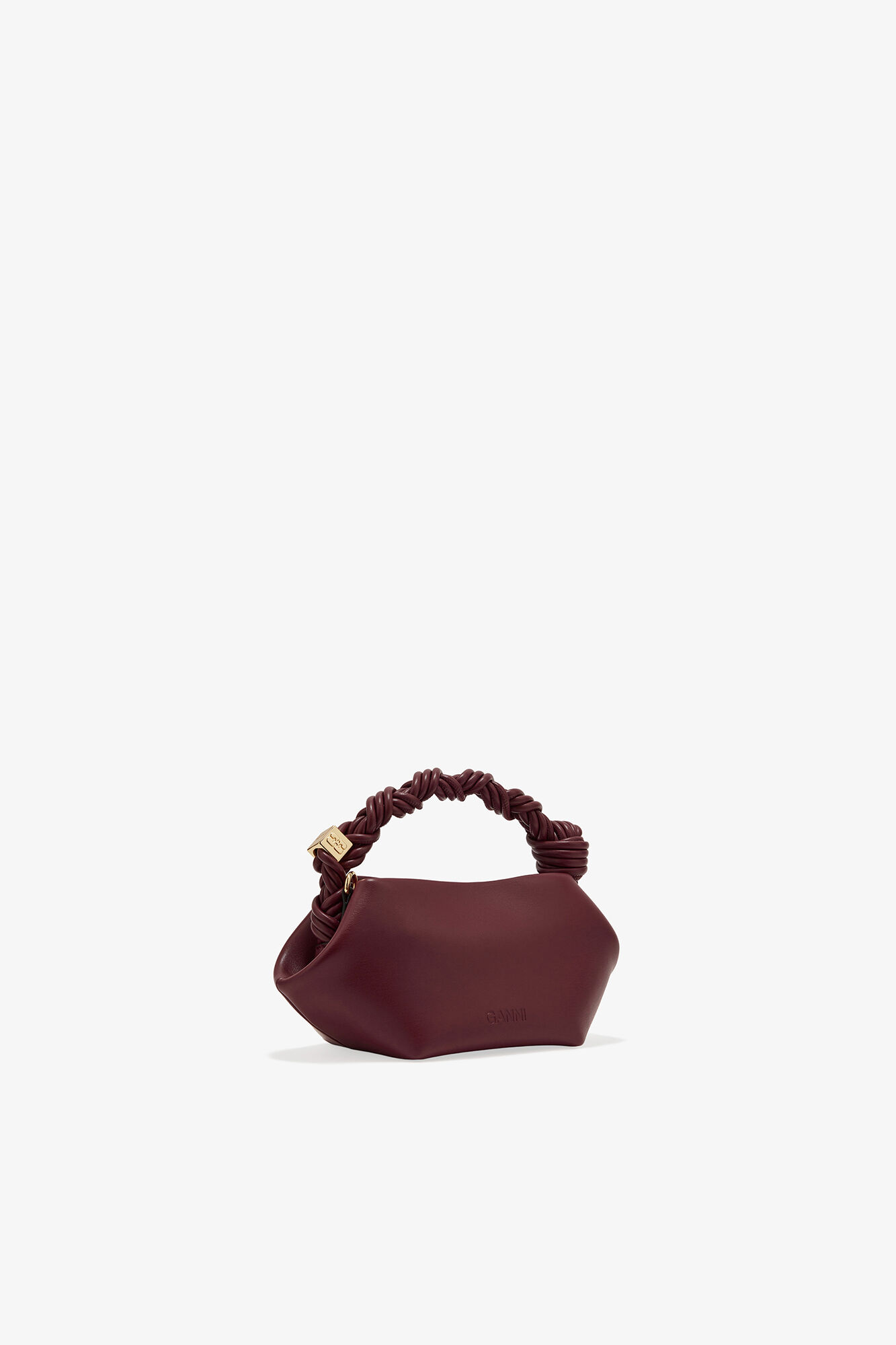 Mini Bou Bag in Burgundy , Recycled Leather, in colour Burgundy - 2 - GANNI