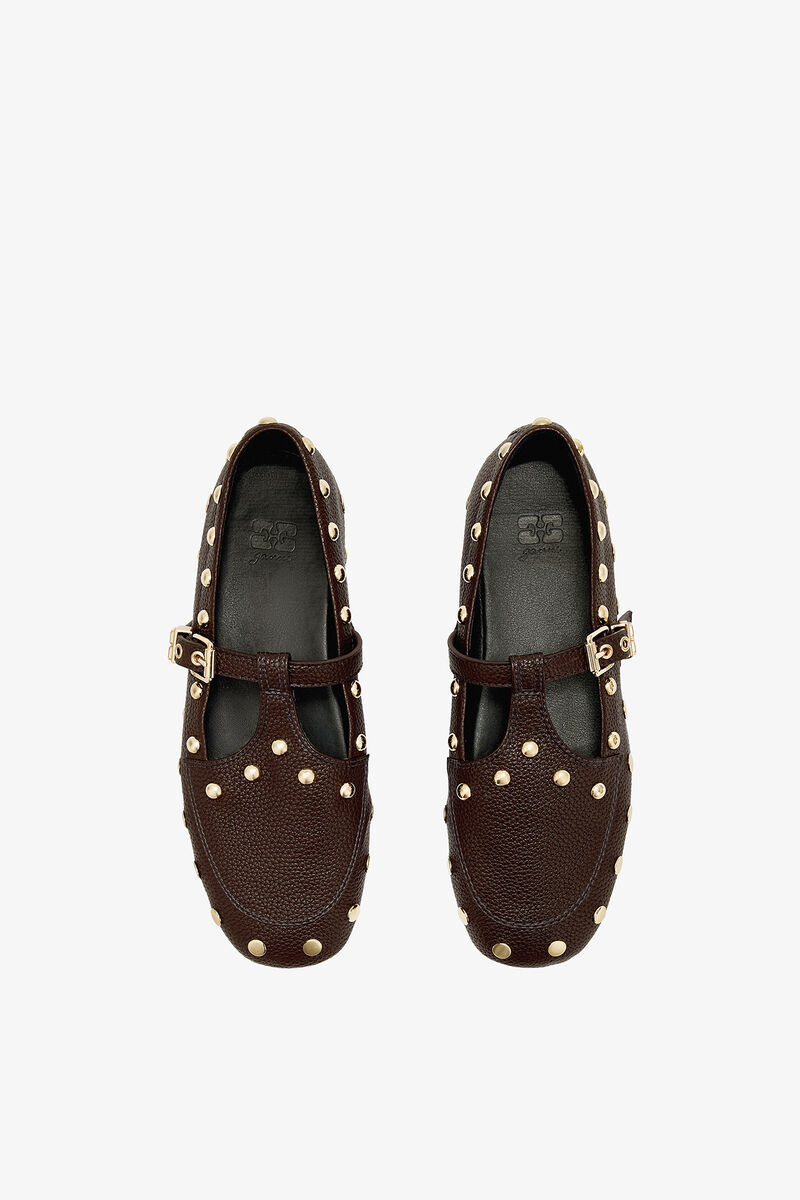 Mary Jenny-mokasiner i brune, Recycled Polyester, in colour Chicory Coffee - 3 - GANNI