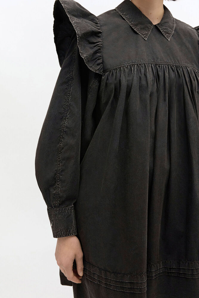 Black Washed Mini Shirt Dress, Black