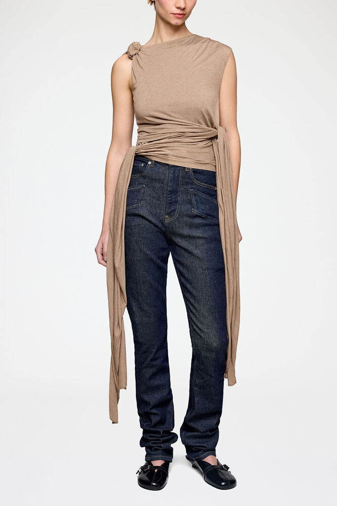 Top in Beige Jersey, Coca Mocha