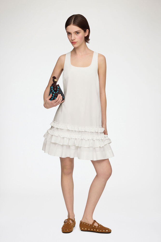 Kleid aus weißer Baumwolle, Bright White